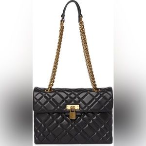 Kurt Geiger Black Leather Brixton Quilted Lock Bag